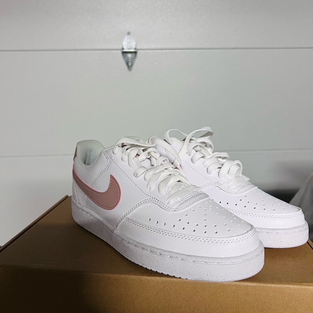Nike Women's Court Vision Low Sneakers White and Pink
